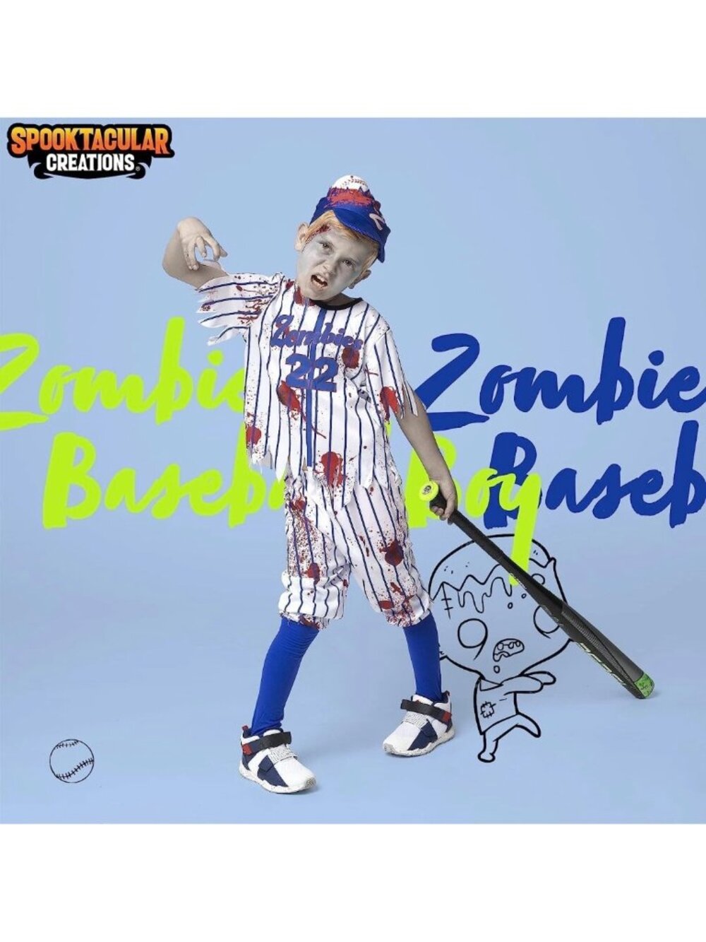 Kids Small Spooktacular Creations Zombie Baseball Player Halloween Costume
